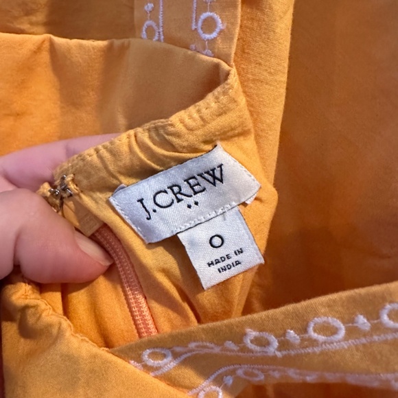 J. Crew Embroidered Scalloped Tiered Midi Dress 0 Marigold - Picture 5 of 14